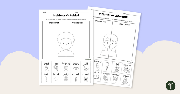 Go to Internal and External Character Traits - Cut and Paste Worksheet teaching resource