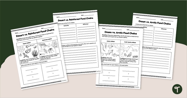 Go to Comparing Food Chains & Habitats Worksheet Pack teaching resource