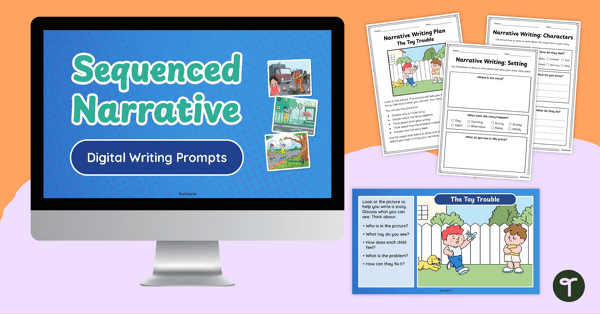 Go to Guided Narrative Writing Prompts for Beginning Writers teaching resource