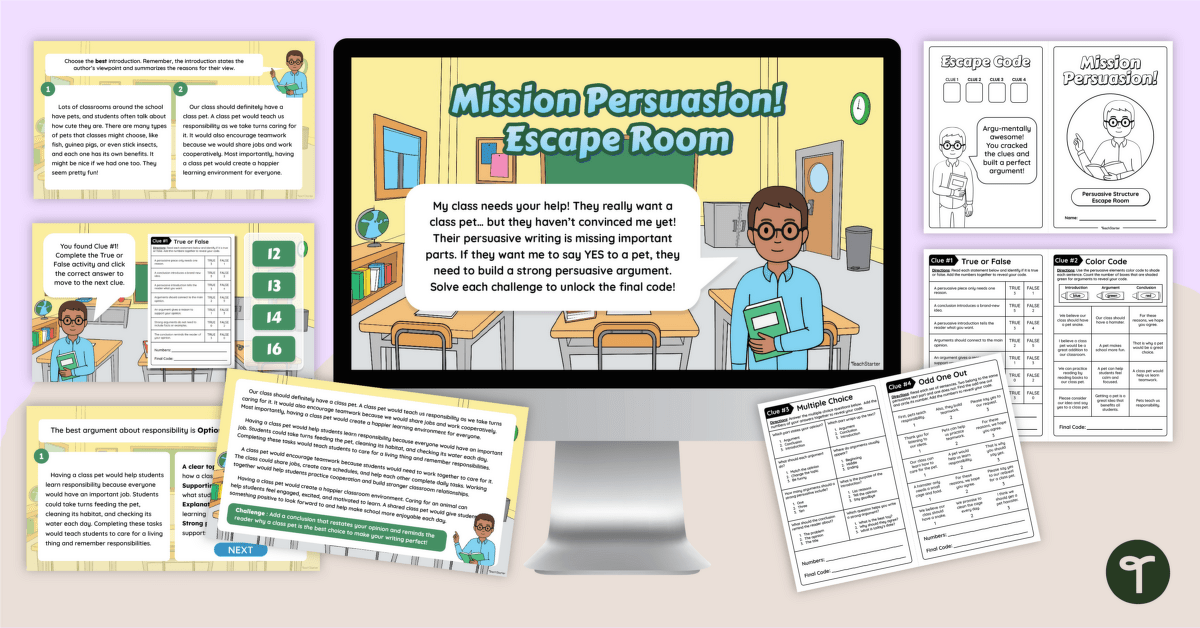 Opinion Essay Structure Escape Room – Mission Persuasion! teaching resource