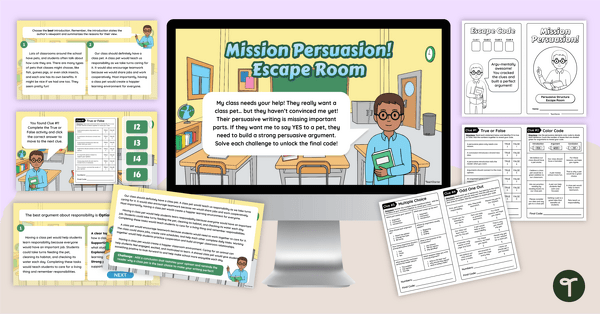 Go to Opinion Essay Structure Escape Room – Mission Persuasion! teaching resource