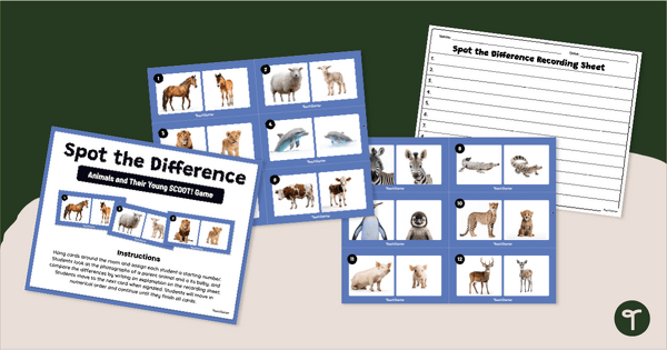 Go to Animals and Their Young - Spot the Difference Activity teaching resource