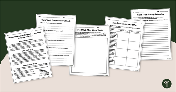 Go to Cane Toads - Invasive Species Worksheet Pack teaching resource