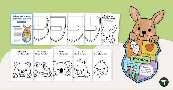 Go to Australian Animal Templates - Shield of Courage teaching resource