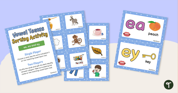 Go to Vowel Teams Sorting Activity (EE, EA and EY) teaching resource