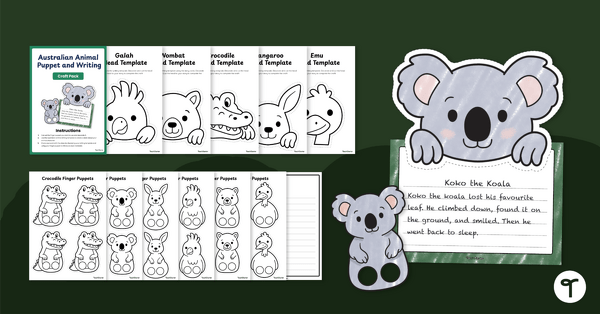Image of Australian Animals Writing Prompts and Puppets