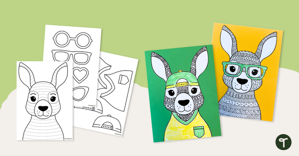 Go to Funky Kangaroo Zentangle Craft Template teaching resource