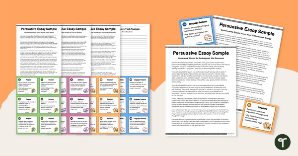 Go to Persuasive Essay Examples with Analysis Task Cards teaching resource