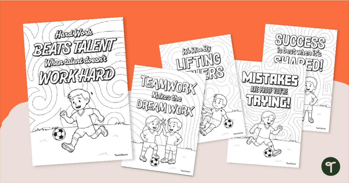 Soccer-Themed Motivational Coloring Pages teaching resource