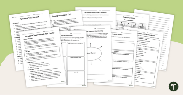 Go to Persuade Your Parents – Persuasive Writing Project teaching resource