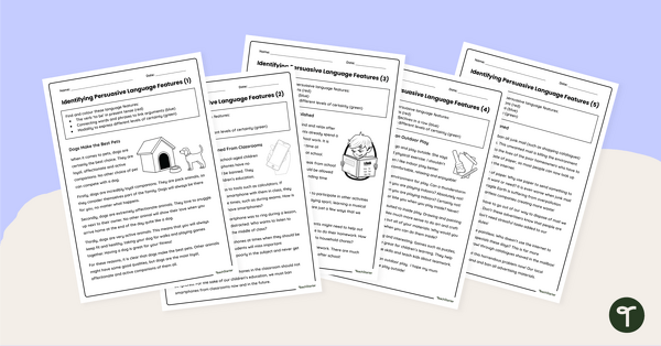 Go to Identifying Persuasive Language Worksheets teaching resource