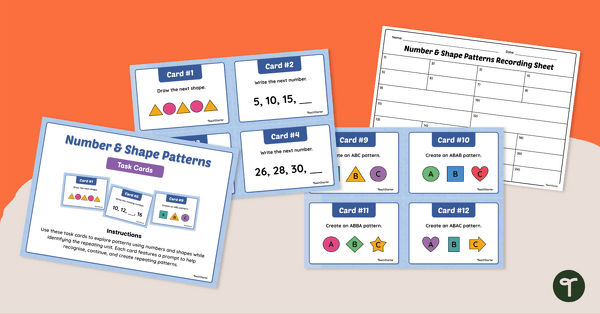 Go to Shape and Number Pattern Task Cards teaching resource