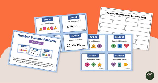 Go to Shape and Number Pattern Task Cards teaching resource
