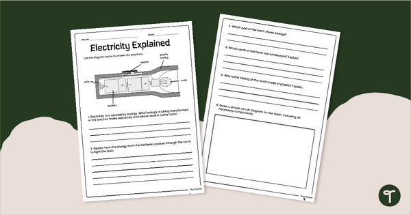 Go to Energy Transfer Worksheet - How a Torch Works teaching resource