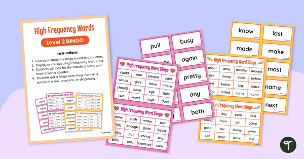 Go to High Frequency Words Bingo - Year 1 (Level 2) teaching resource