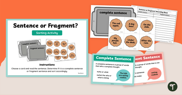 Go to Complete Sentence vs Fragment Sentence Sort teaching resource