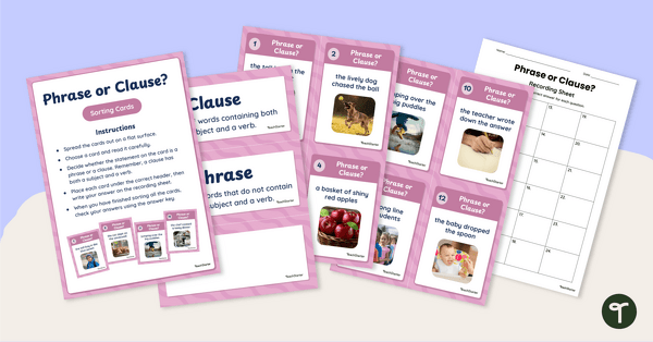 Image of Phrase or Clause? Sorting Activity