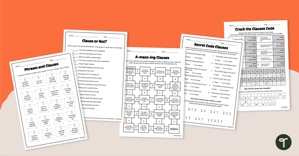 Go to Phrase or a Clause? Worksheet Pack teaching resource
