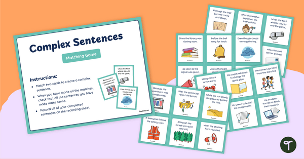Go to Complex Sentences Matching Game teaching resource