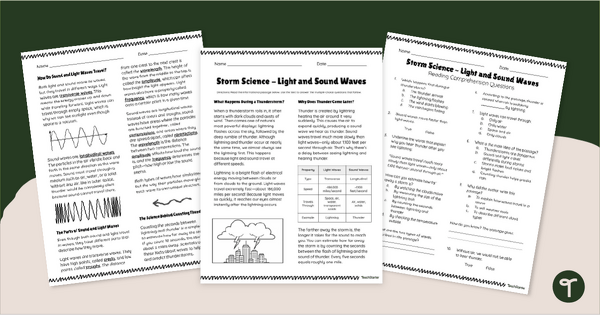 Go to Light and Sound Waves - Reading Comprehension Worksheet teaching resource