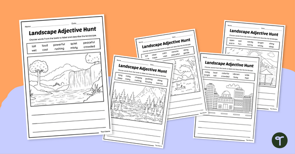 Go to Landscape Adjective Hunt Worksheet Pack teaching resource