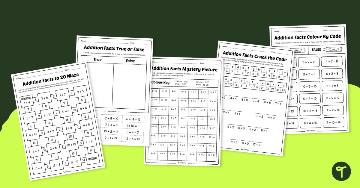Addition Practice Worksheets teaching resource