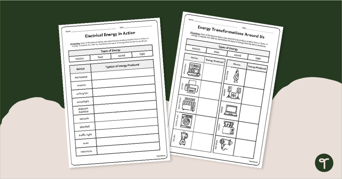 Energy Output Worksheet Pack teaching resource