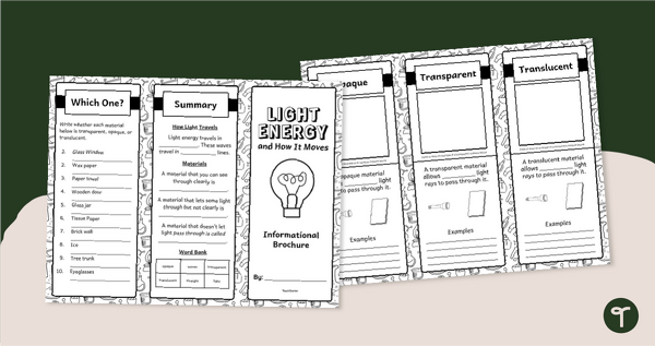 Go to Light Energy Brochure - Opaque, Transparent and Translucent Materials teaching resource