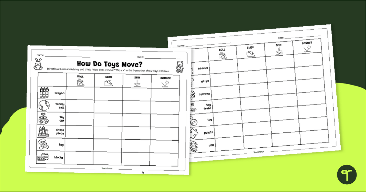 How Do Toys Move? Worksheet teaching resource