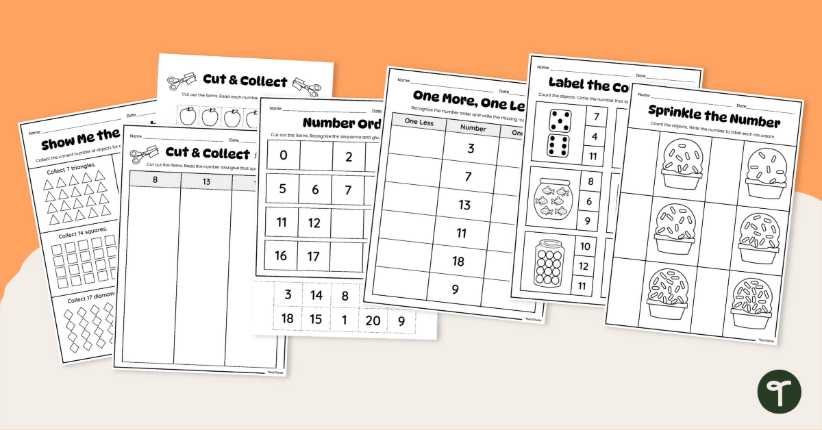 Counting and Ordering Numbers Worksheet Pack teaching resource