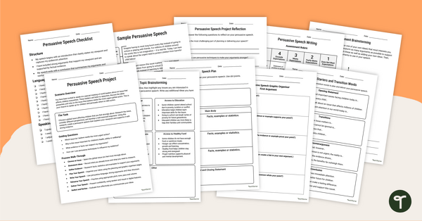 Go to Persuasive Speech Writing Task teaching resource