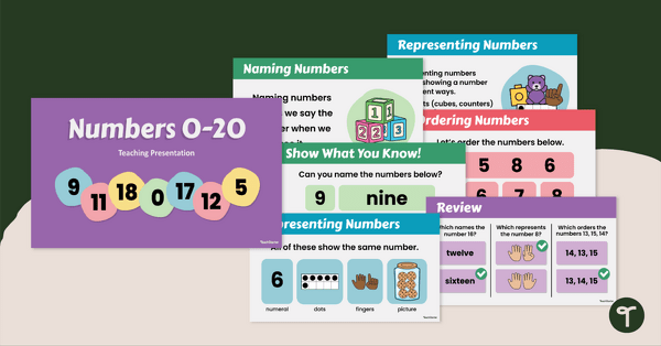 Go to Counting Numbers 0-20 Teaching Slides teaching resource