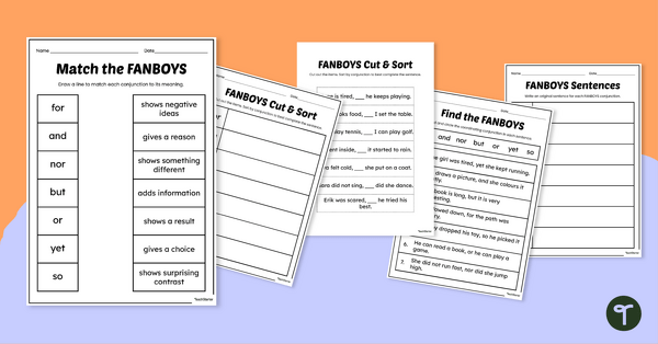 Go to FANBOYS Worksheet Pack teaching resource