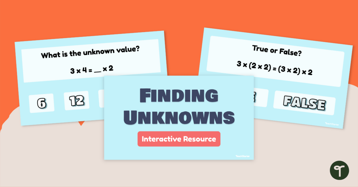 Finding Unknown Values Interactive Task Cards teaching resource