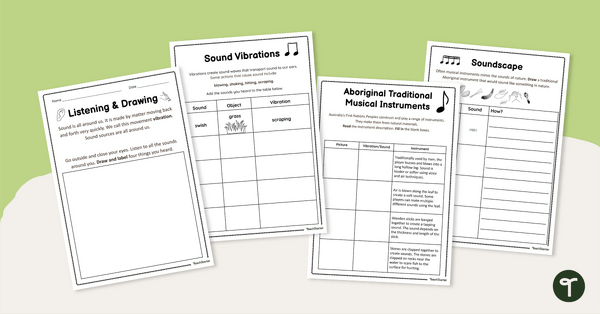 Go to Sound Energy (First Nations Instruments Worksheets) teaching resource