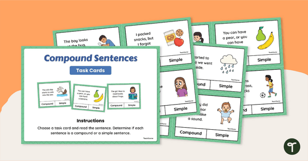 Go to Compound and Simple Sentences Task Cards teaching resource