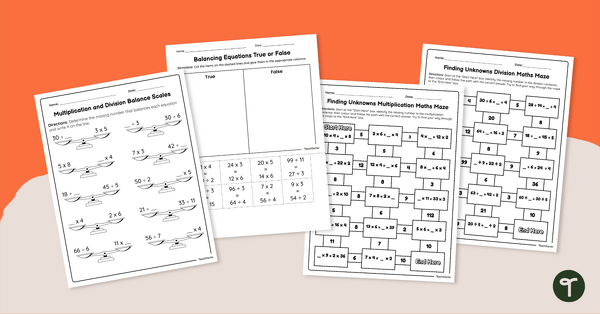Go to Finding Unknown Numbers Worksheet Pack teaching resource