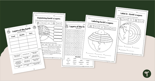 Go to Layers of the Earth Worksheet Pack teaching resource