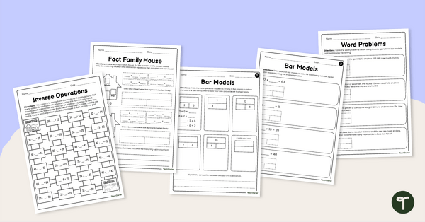 Go to Find the Missing Number - Addition and Subtraction Worksheet Pack teaching resource