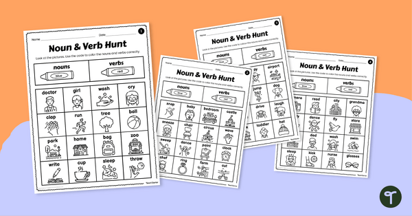 Go to Noun and Verb Sort Worksheet Set teaching resource