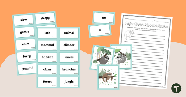 Go to Words to Describe a Sloth Writing Activity teaching resource