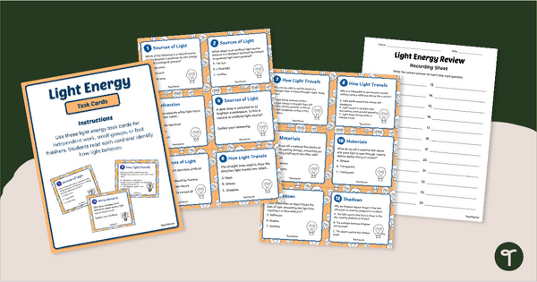 Go to Light Energy Task Cards teaching resource