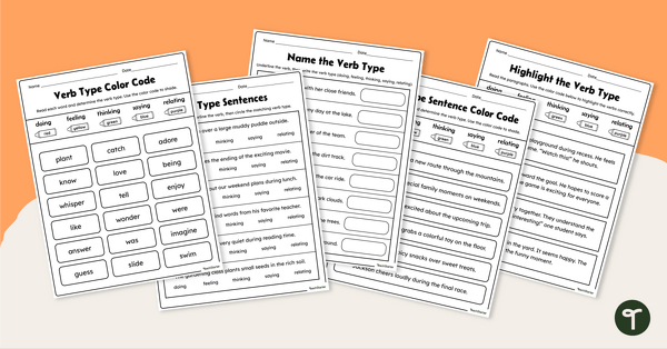 Go to Types of Verbs Worksheet Pack teaching resource