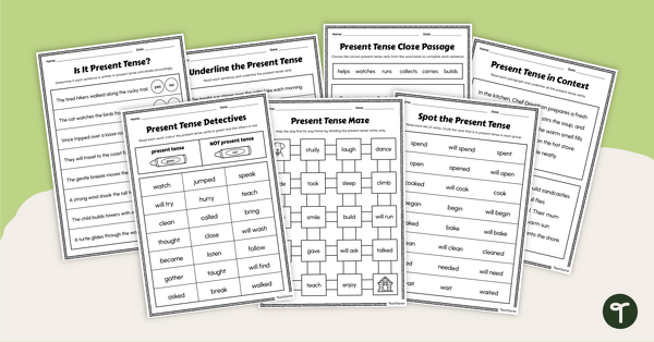 Go to Present Tense Verbs Worksheets teaching resource