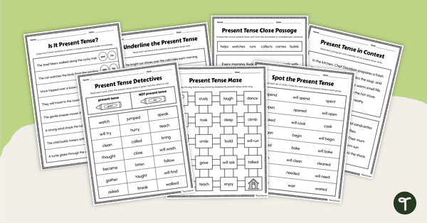 Go to Present Tense Verbs Worksheets teaching resource