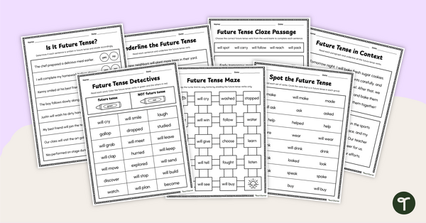 Go to Future Tense Worksheet Pack teaching resource