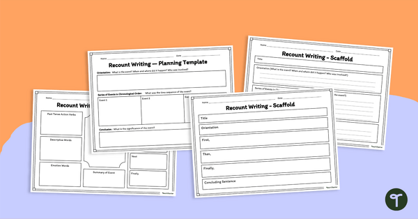 Go to Recount Writing Planning Templates teaching resource
