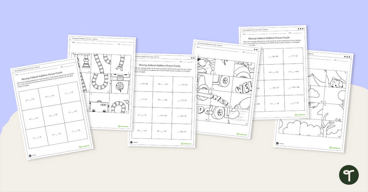 Missing Addend – Addition Puzzle Pack teaching resource