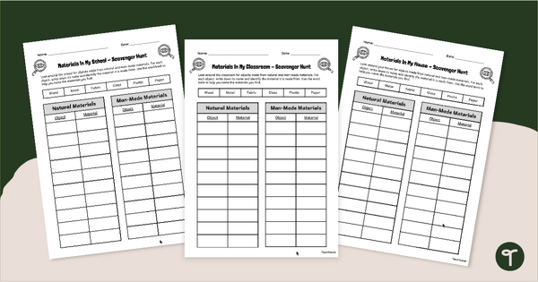 Go to Natural vs Man-Made Materials Scavenger Hunt teaching resource