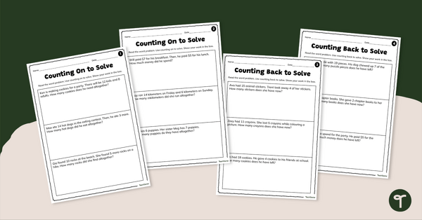 Go to Counting On and Counting Back Worksheets teaching resource